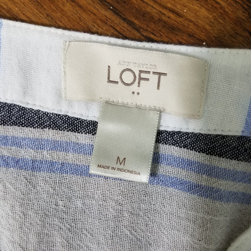 Loft Linen Striped Tunic Style Blouse M - Picture 8 of 8